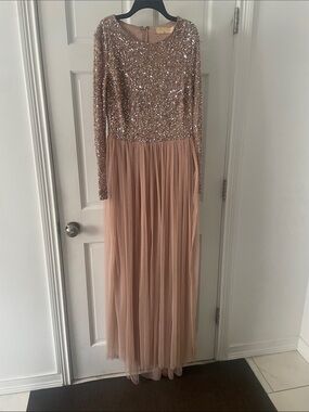 princess polly baby blue dress Maya | Dresses | Maya Maternity Bridesmaid Vneck Maxi Tullesequins  Dresstaupemuted Blush Sz 2